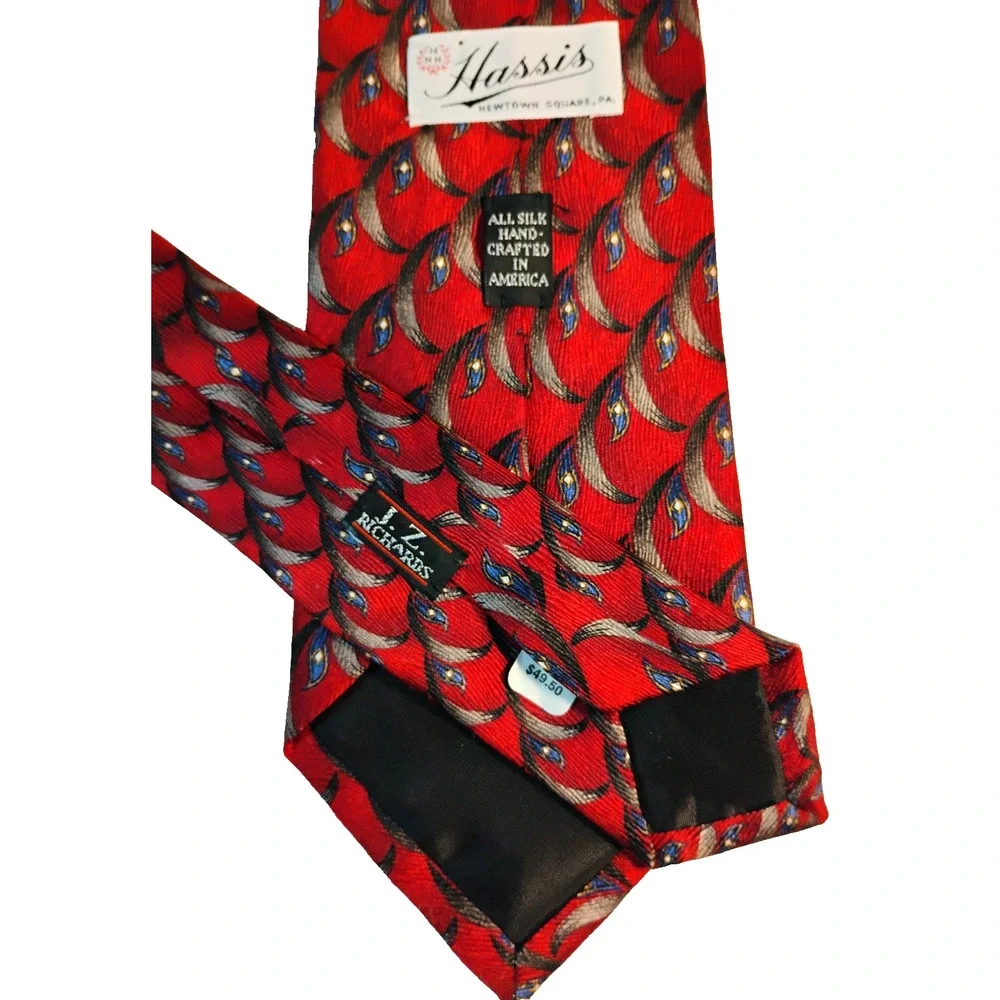 Richards Hassis Classic Silk Neck Tie Red Handmade USA Preppy Heritage 59